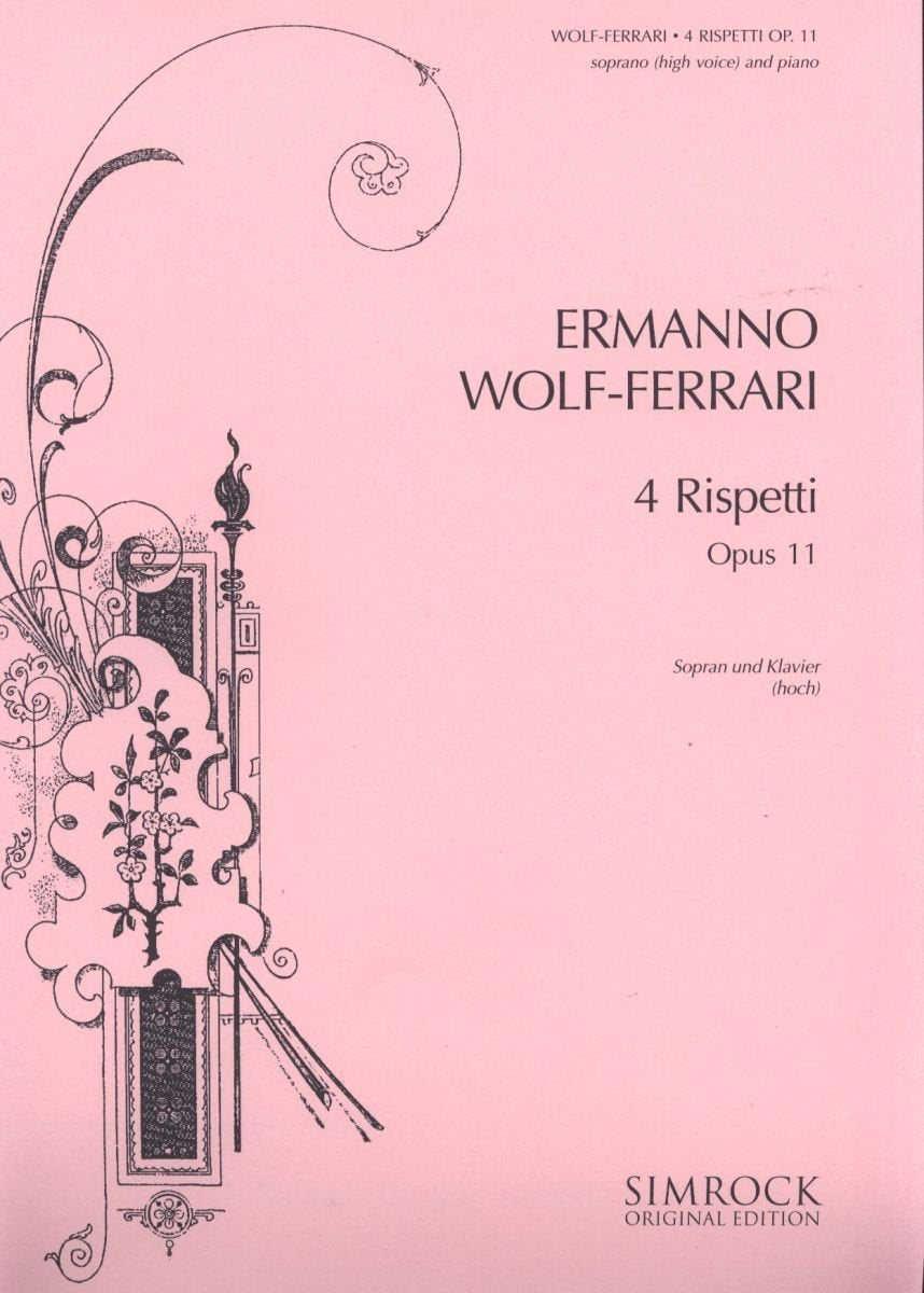 4 Rispetti: op. 11. high voice and piano. aiguë.