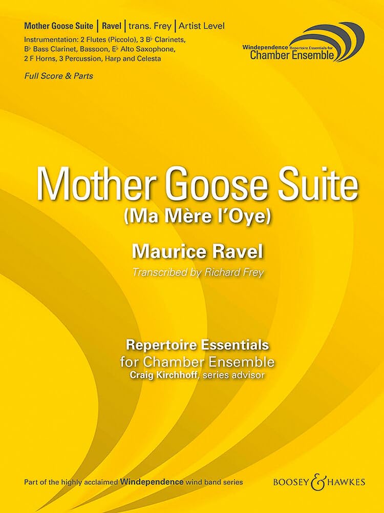 Mother Goose Suite: Ma Mère l'Oye. chamber ensemble and percussion. Partition et parties.