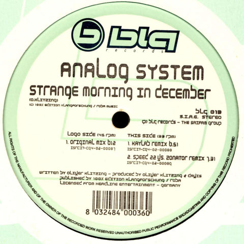 Analog System: Strange Morning In December [12" Maxi, BLQ 013]