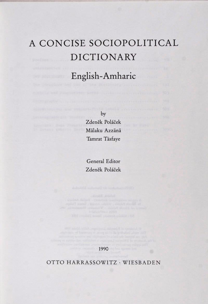 A Concise Sociopolitical Dictionary English-Amharic