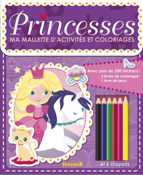 Ma mallette d'activités et coloriages Princesses (Fond mauve)
