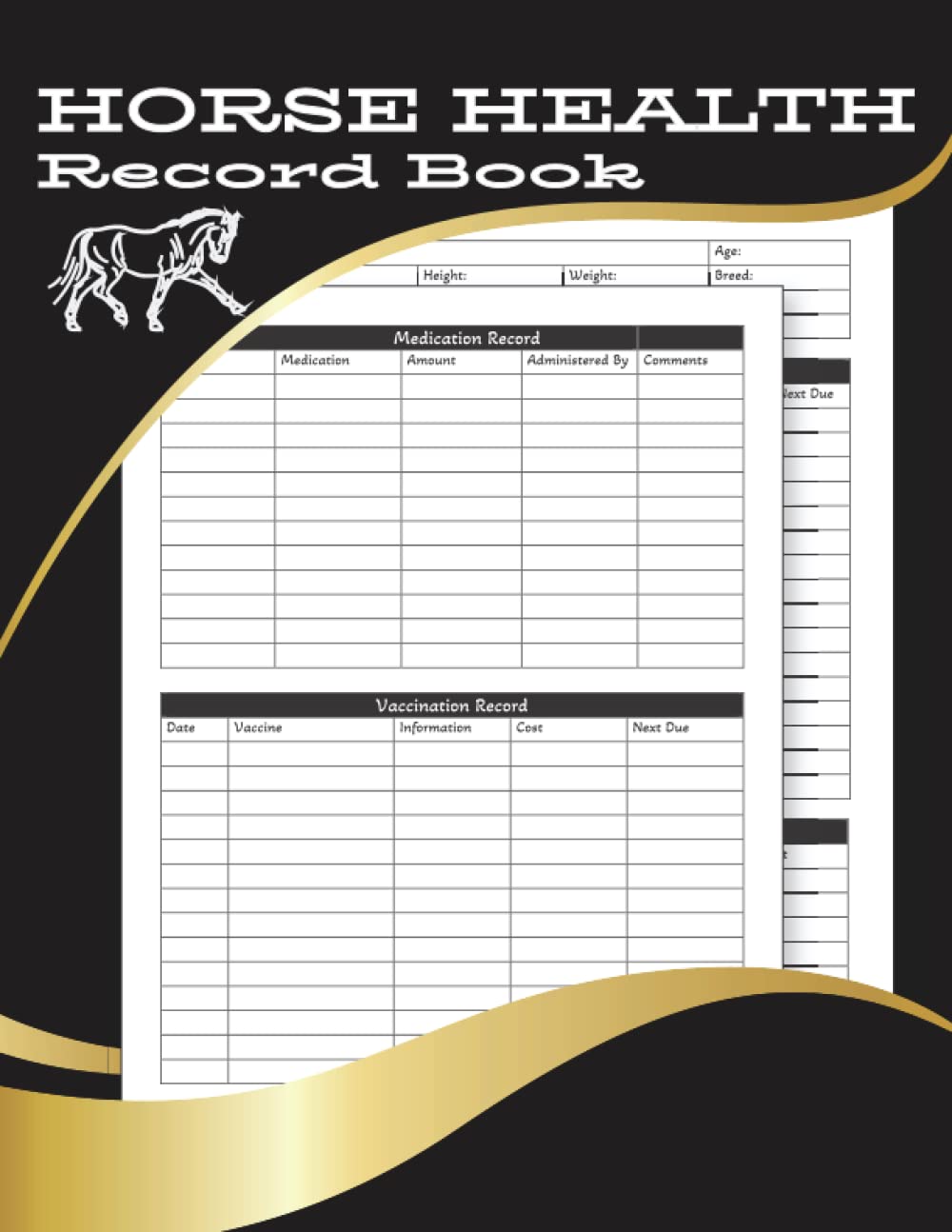 Horse Health Record Book: Horse Owner Journal, Horse Record Keeping Book to Track Medical/Vaccination, Competition, Trai
