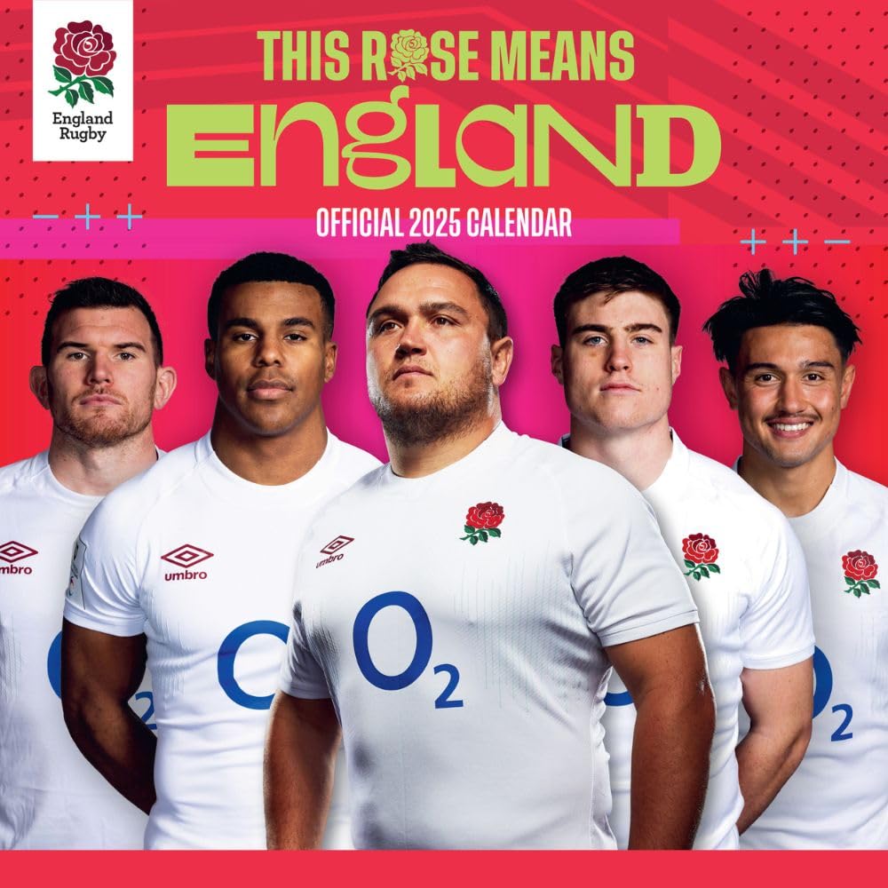 2025 Calendar England Rugby Union Month to View Square Calendar Official Product
