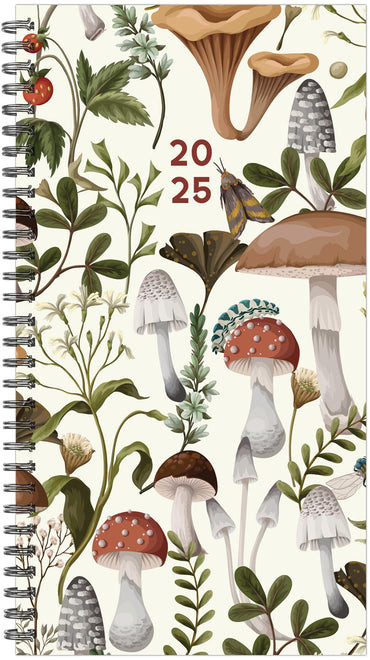 Willow Creek Press Woodland Mushroom 2025 Softcover Spiral-Bound Weekly Planner (3.5" x 6.5")