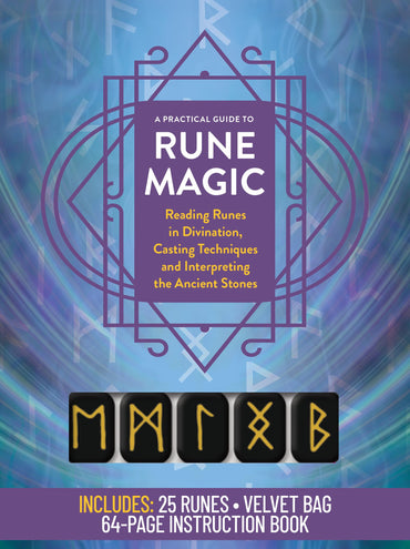 A Practical Guide to Rune Magic Kit: Reading Runes in Divination, Casting Techniques and Interpreting the Ancient Stones – Includes: 25 Runes, Velvet