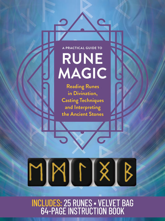 A Practical Guide to Rune Magic Kit: Reading Runes in Divination, Casting Techniques and Interpreting the Ancient Stones – Includes: 25 Runes, Velvet