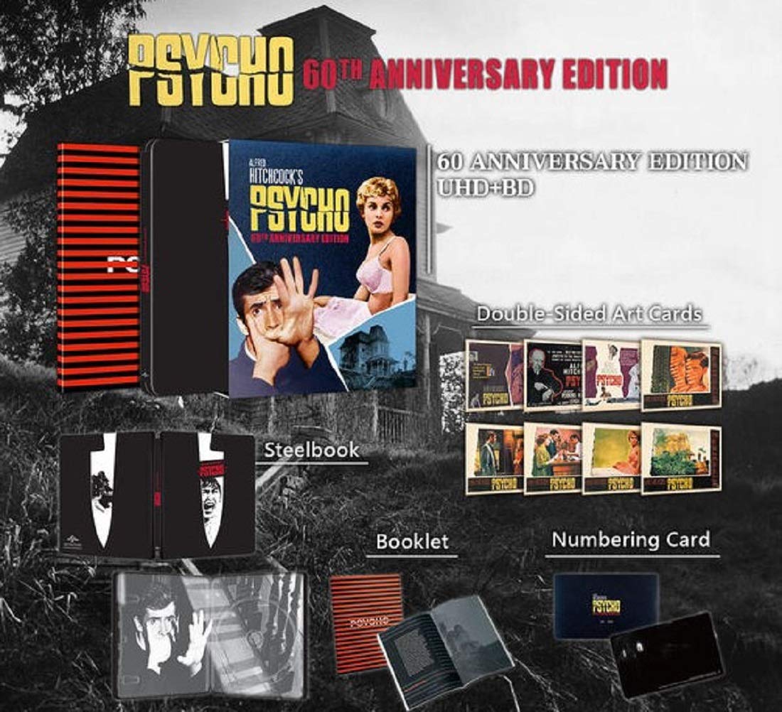 PSYCHO 4K UHD / Blu-ray Limited Edition Steelbook [Full Slip Import, Booklet, Art Cards]