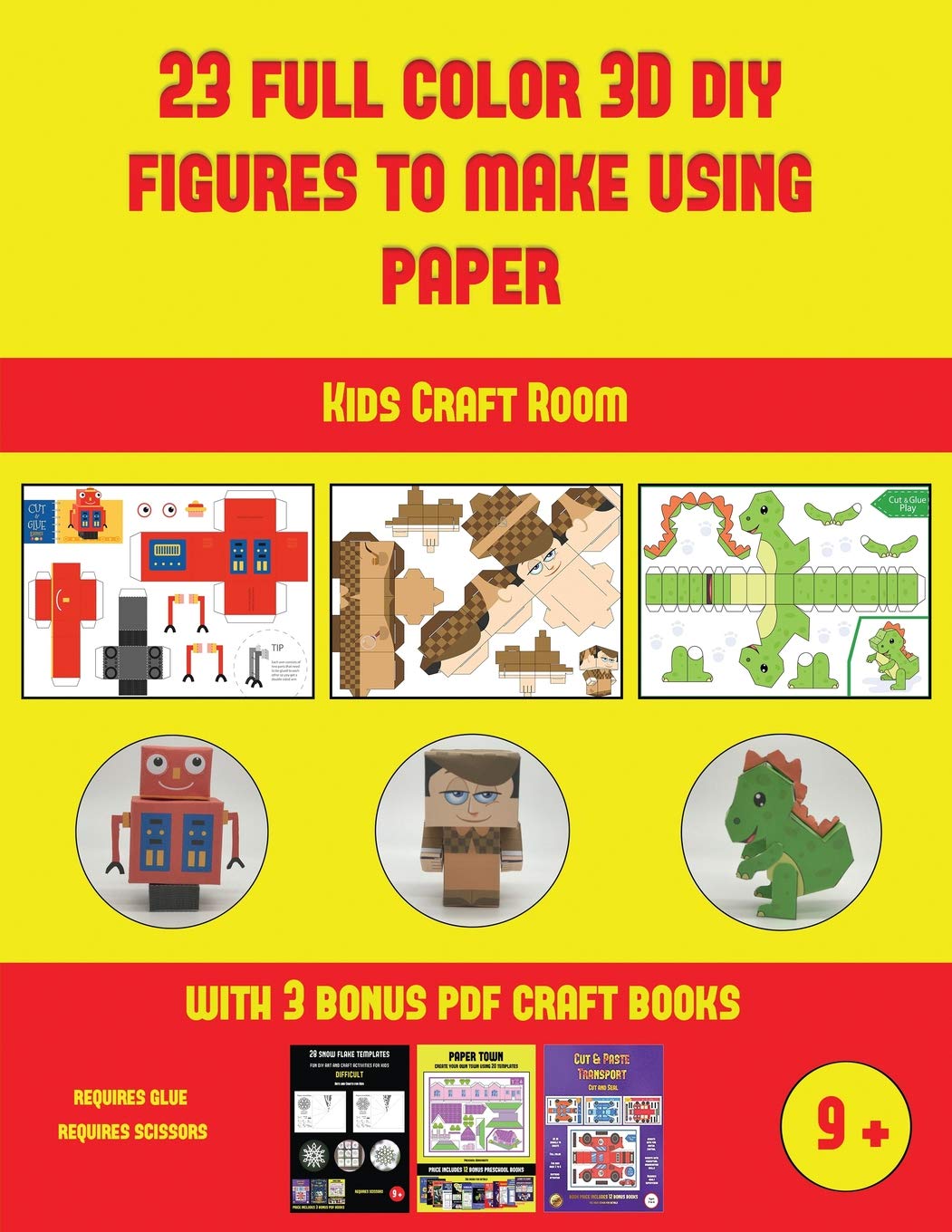 Kids Craft Room (23 Full Color 3D Figures to Make Using Paper): A great DIY paper craft gift for kids that offers hours 