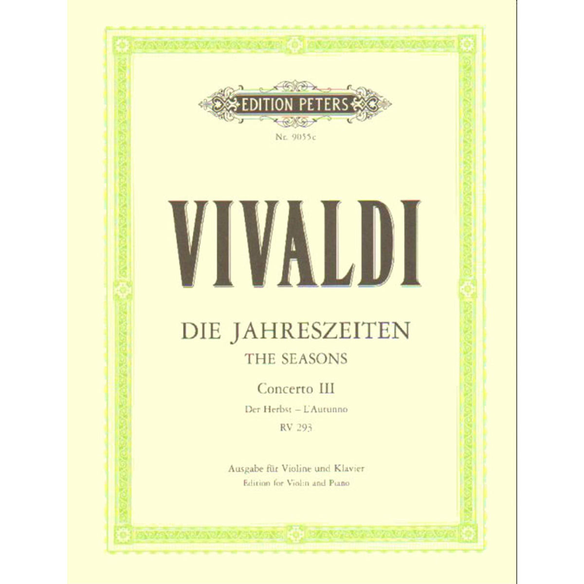 EDITION PETERS VIVALDI ANTONIO - THE FOUR SEASONS OP.8 NO.3 IN F 'AUTUMN' - VIOLIN AND PIANO Classical sheets Violin