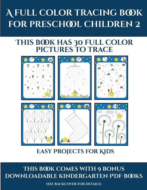 Printable Kindergarten Worksheets (Trace and Color for preschool children 2): This book has 50 pictures to trace and the