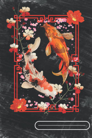 Notebook 6"x9" and 120 Lined Paper: Koi Fish Coi Carp Nishikigoi Fish Japanese Cherry Blossom: Koi Fish Coi Carp Nishikigoi Fish Japanese Cherry Blossom