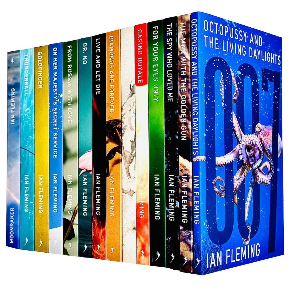 Vintage 007 James Bond Collection 14 Books Set By Ian Fleming (Casino Royal, Live And Let Die, Moon Raker, Diamonds Are 