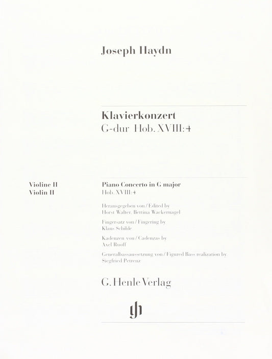 Konzert für Klavier (Cembalo) und Orchester G-dur Hob. XVIII:4