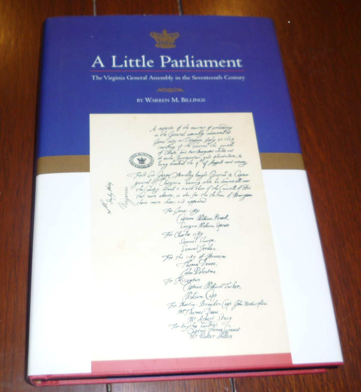 Little Parliament: The Virginia General Assembly in the Seventeenth Century