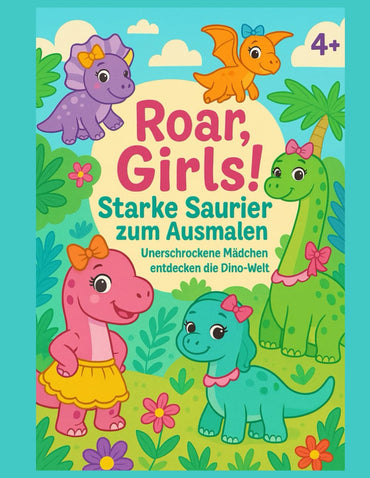 Roar, Girls! – Starke Saurier zum Ausmalen: Unerschrockene Mädchen entdecken die Dino-Welt (German Edition)