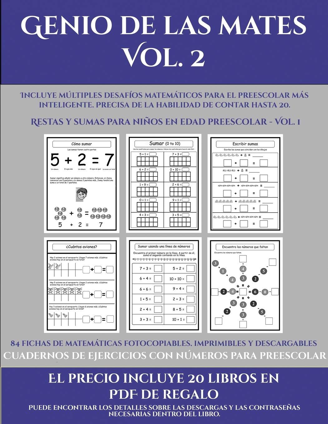 Cuadernos de ejercicios con números para preescolar (Genio de las mates Vol. 2): Incluye múltiples desafíos matemáticos 