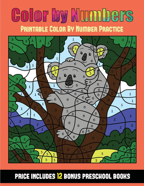 Printable Color By Number Practice (Color By Number - Animals): 36 Color By Number - animal activity sheets designed to 