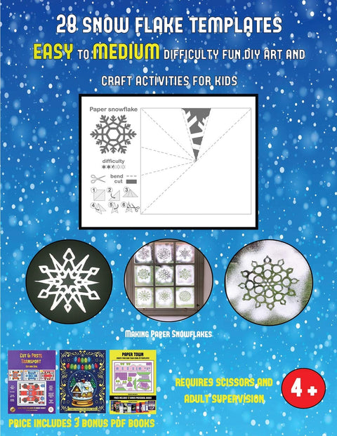 Making Paper Snowflakes (28 snowflake templates - easy to medium difficulty level fun DIY art and craft activities for k