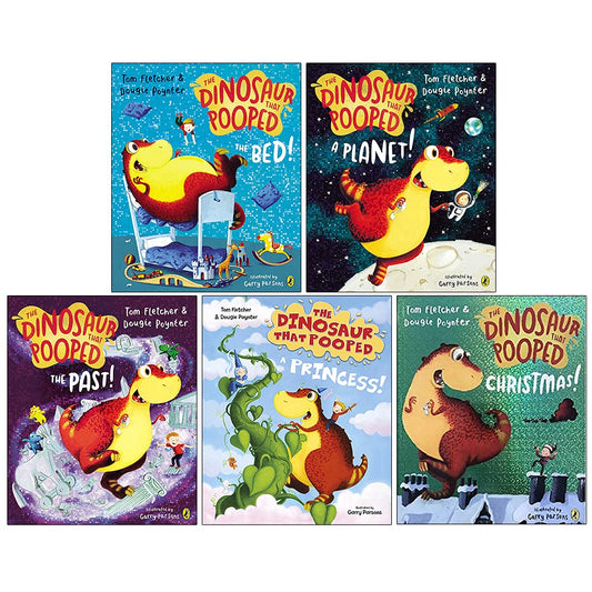The Dinosaur that Pooped Series 5 Books Collection Set by Tom Fletcher & Dougie Poynter (The Bed, A Planet, The Past, A Princess & Christmas)