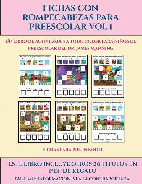 Fichas para pre-infantil (Fichas con rompecabezas para preescolar Vol 1): Este libro contiene 30 fichas con actividades 