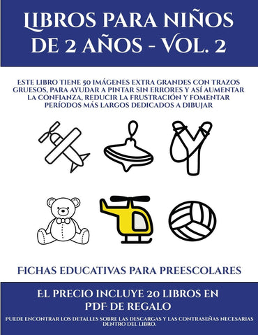 Fichas educativas para preescolares (Libros para niños de 2 años - Vol. 2): Este libro tiene 50 imágenes extra grandes c