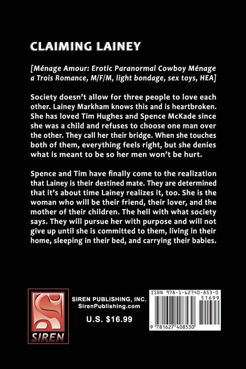 Claiming Lainey: Siren Publishing Menage Amour (Cowboy Mates, Psychic Connections, 3)
