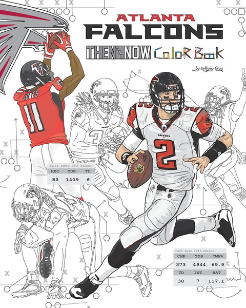 Matt Ryan and the Atlanta Falcons: Then and Now: The Ultimate Football Coloring, Activity and Stats Book for Adults and Kids