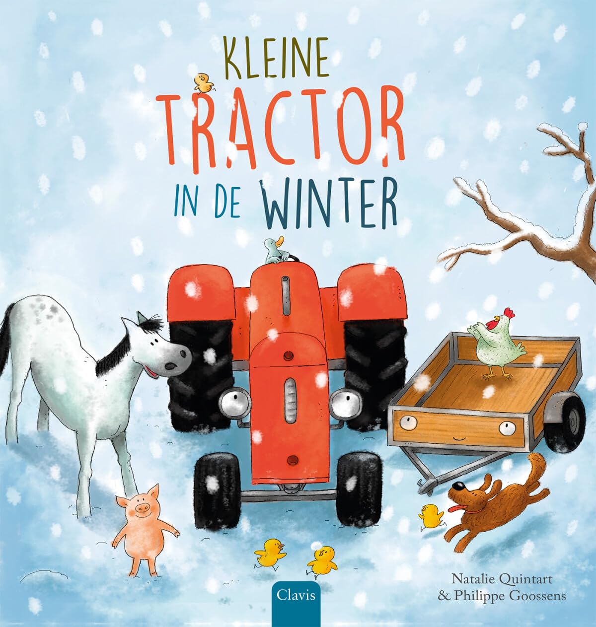 Kleine tractor in de winter