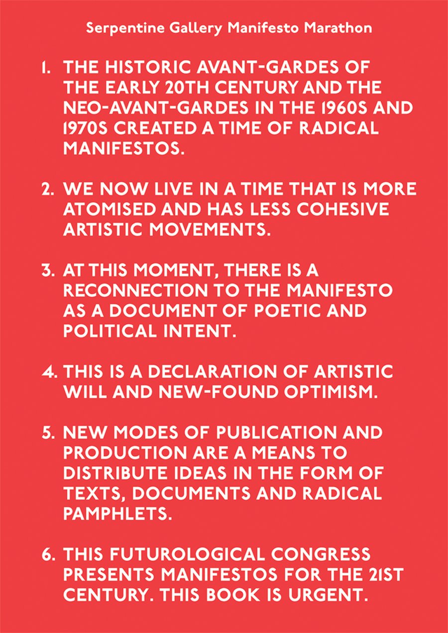 Manifesto Marathon, Serpentine Gallery