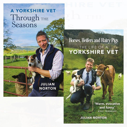 a yorkshire vet through the seasons [hardcover] and horses, heifers and hairy pigs 2 books collection set by julian norton - the life of a yorkshire vet