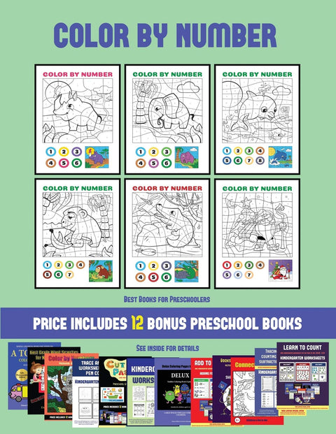 Best Books for Preschoolers (Color by Number): 20 printable color by number worksheets for preschool/kindergarten childr