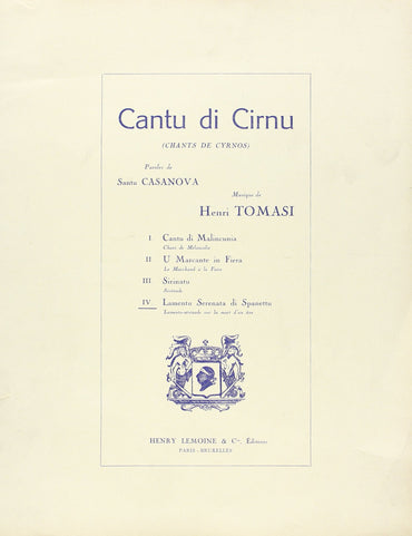 Tomasi: Cantu di Cirnu No. 4 Lamentu serenata di spanettu