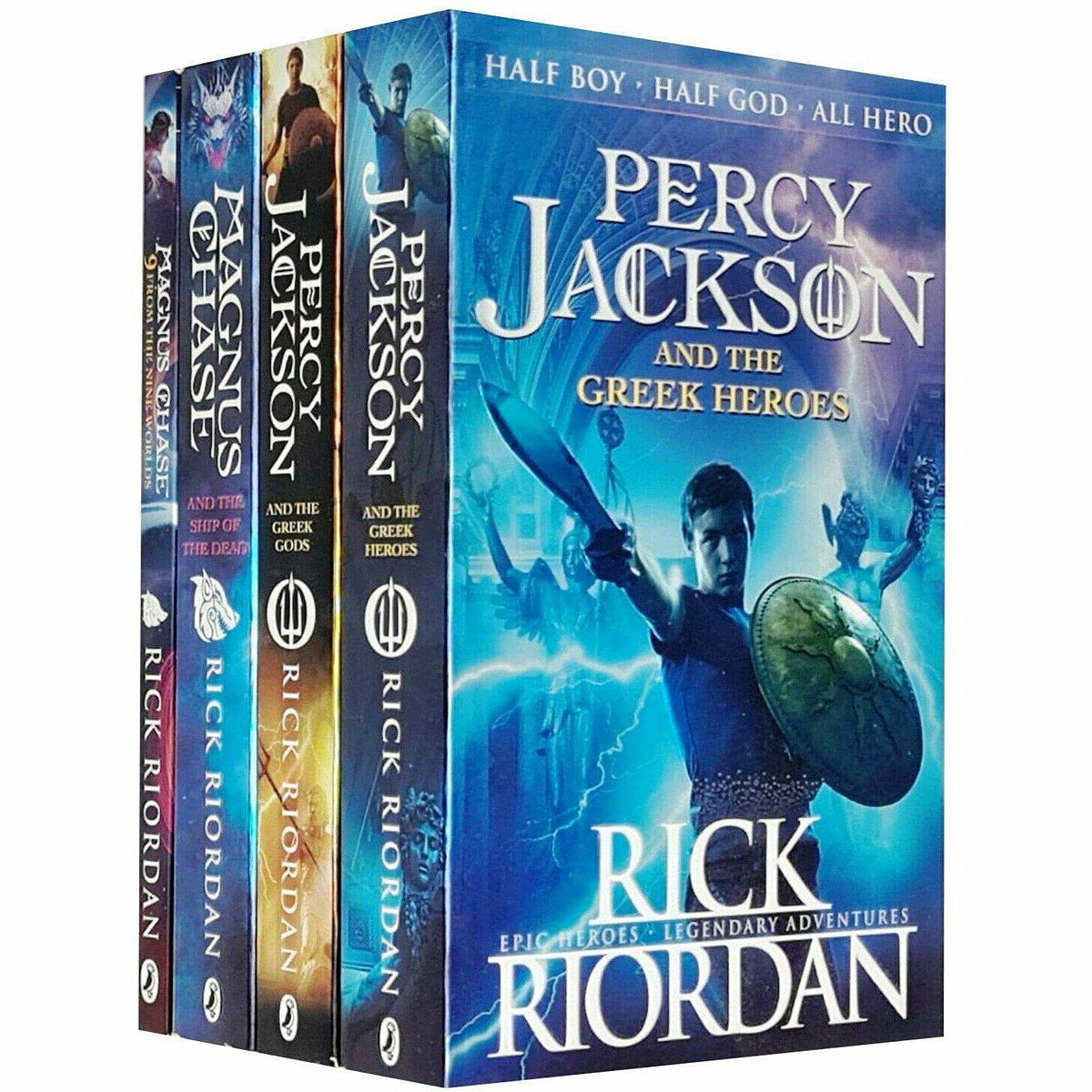 Rick Riordan Percy Jackson's Greek Myths & Magnus Chase Series 4 Books Collection Set (Greek Heroes, Greek Gods, Ship of the Dead, 9 From the Nine Wor