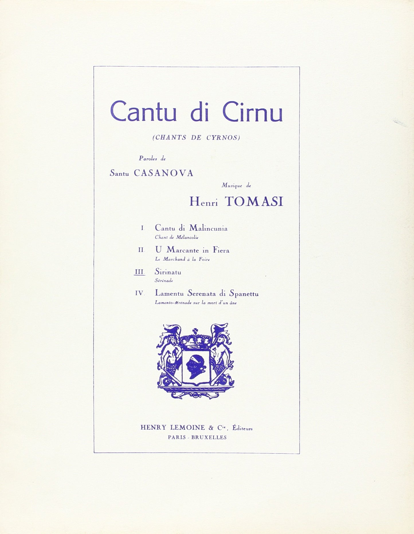 Tomasi: Cantu di Cirnu No. 3 Sirinatu