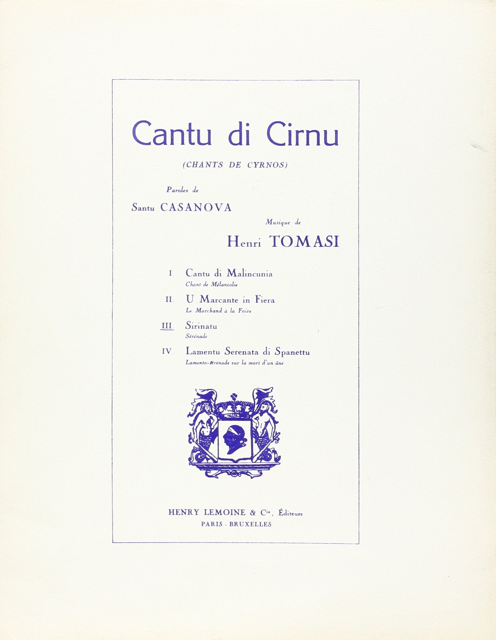 Tomasi: Cantu di Cirnu No. 3 Sirinatu