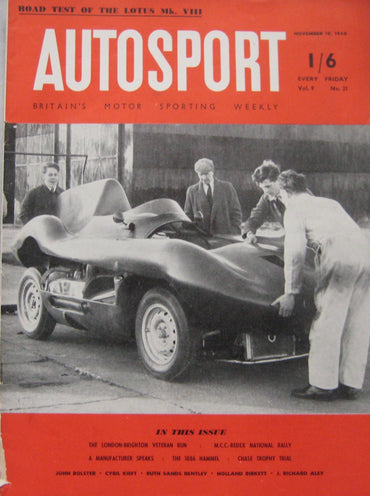 AUTOSPORT magazine 19/11/1954 Vol.9, No.21 featuring Lotus road test