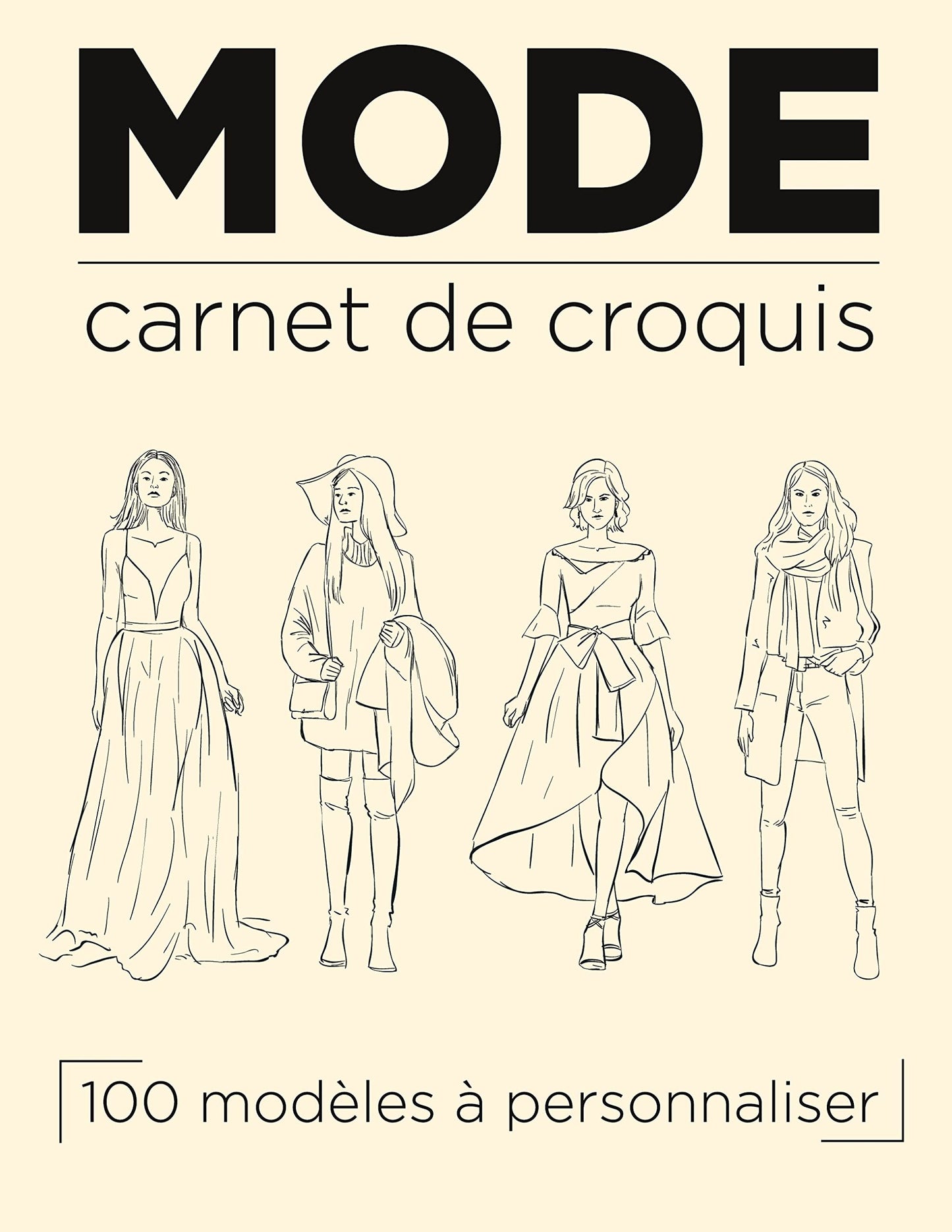 Carnet de mode: Cahier de croquis à spirale 100 silhouettes pour styliste modéliste