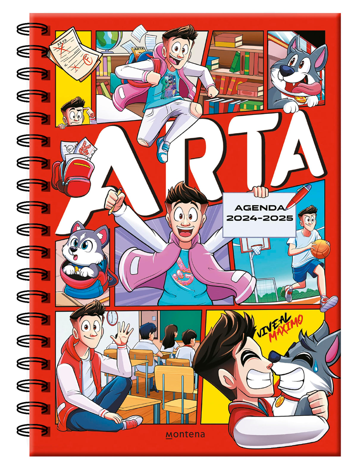Arta Game - Agenda escolar 2024-2025: Con pasatiempos para niños y niñas
