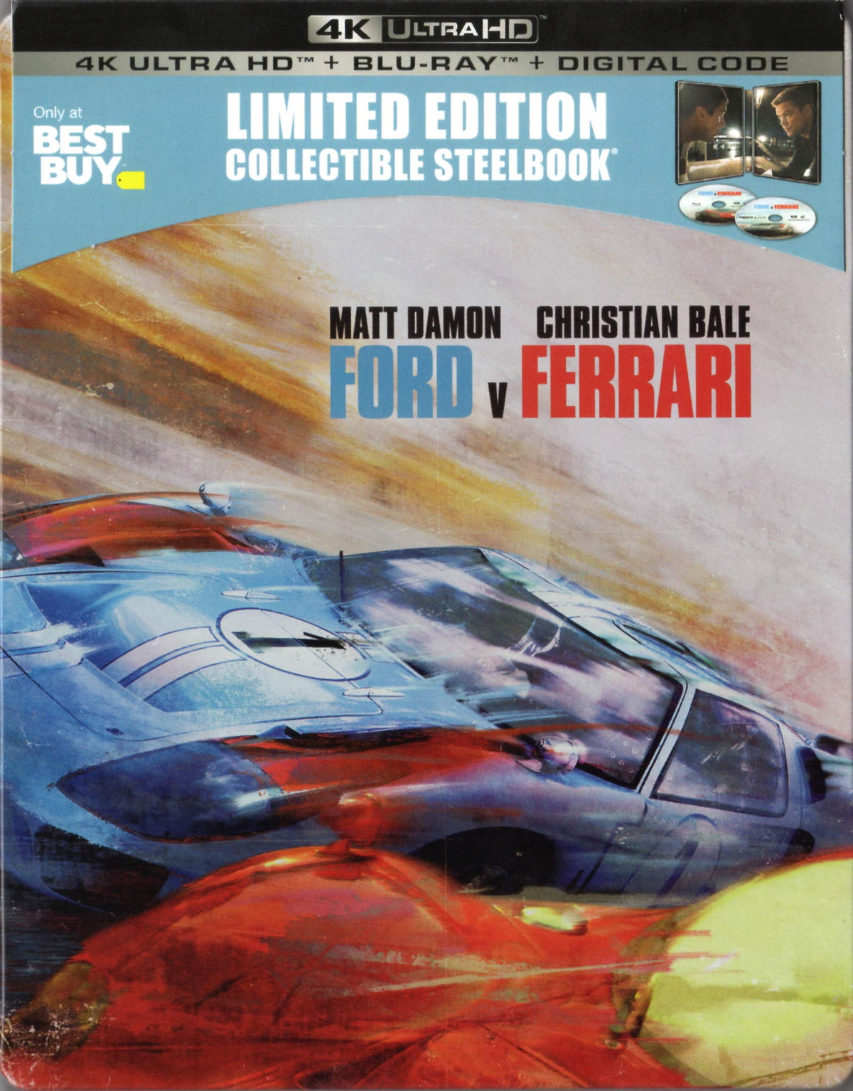 Ford vs. Ferrari (Limited Edition Steelbook) [4K Ultra HD + Blu-ray + Digital HD]