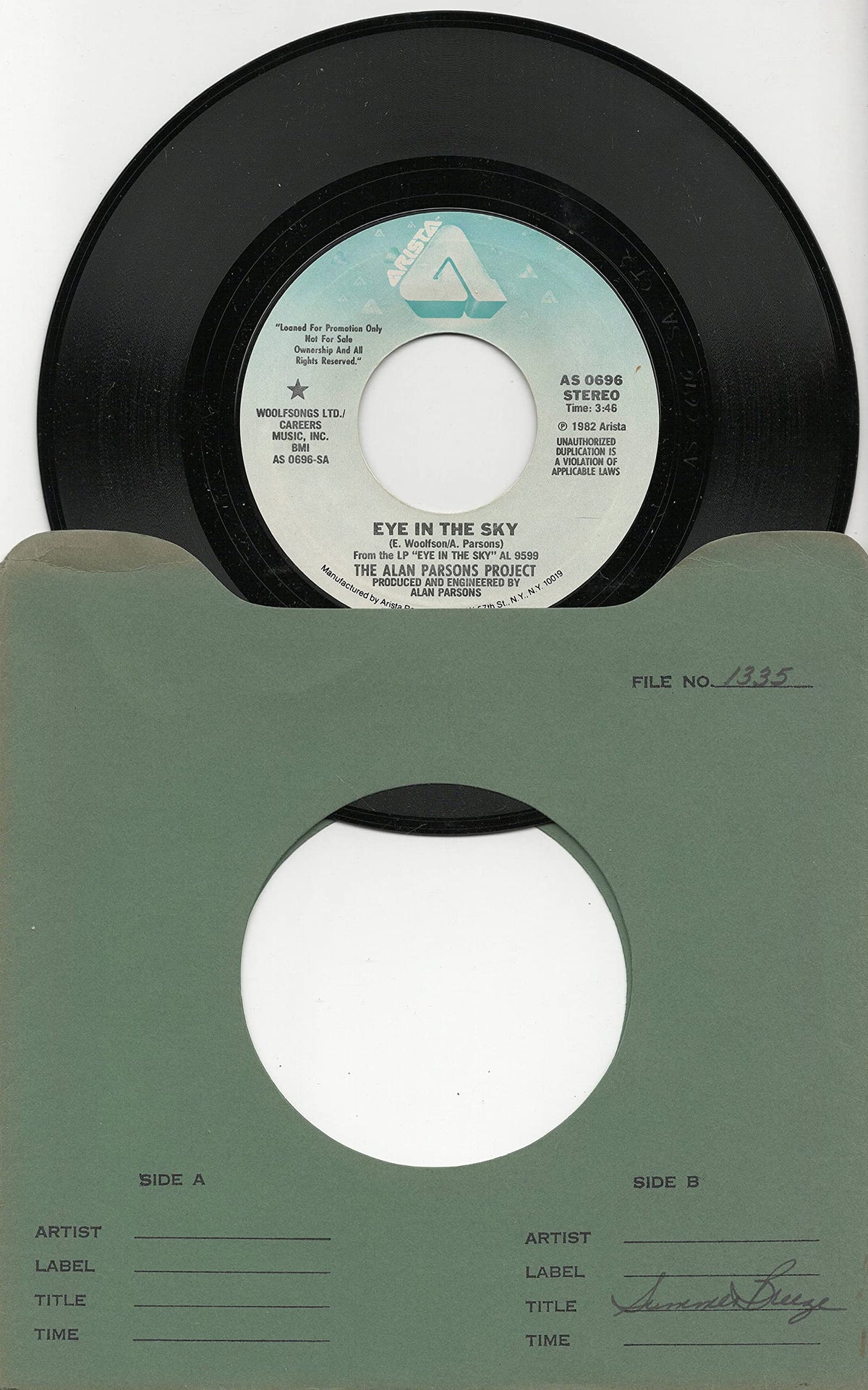 The Alan Parsons Project: Eye in the Sky (3:46 Stereo Version) B/w Eye in the Sky (3:46 Mono Version)
