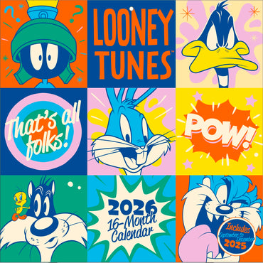 Pyramid - LOONEY TUNES 2026 - Brochure Calendar 30 x 30 cm with Bugs Bunny, Daffy Duck, Tweety & Taz - Wall Calendar for