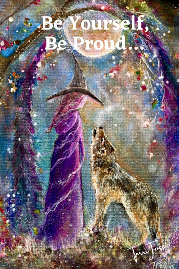 Journal Notebook Diary Lined 120 Page 6x9" Gift Women's Witch Moon Wolf Goddess Faerie Artist Terri Foss