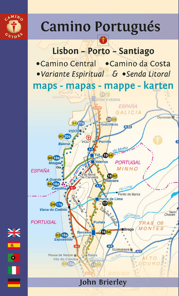 Camino Portugués Maps: Lisbon - Porto - Santiago / Camino Central, Camino de la Costa, Variente Espiritual & Senda Litoral (Camino Guides) (English an