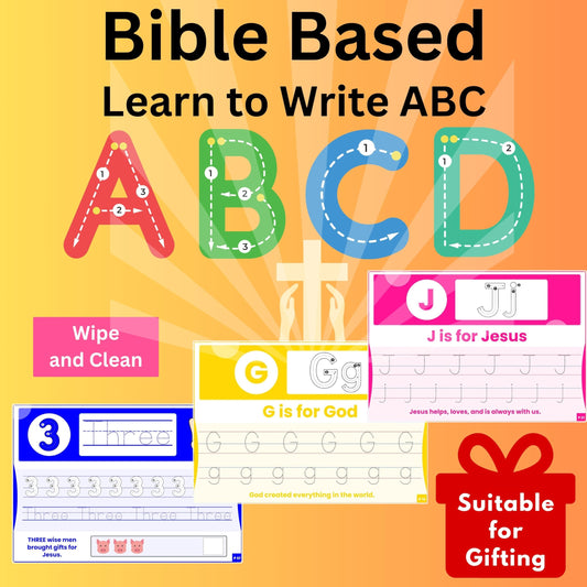 Bible-Based Learn to Write ABC and Numbers - Christian Gift for 3, 4, 5, and 6-Year-Old Boys and Girls. Gifts for Birthdays, Easter, Christmas, and Ba