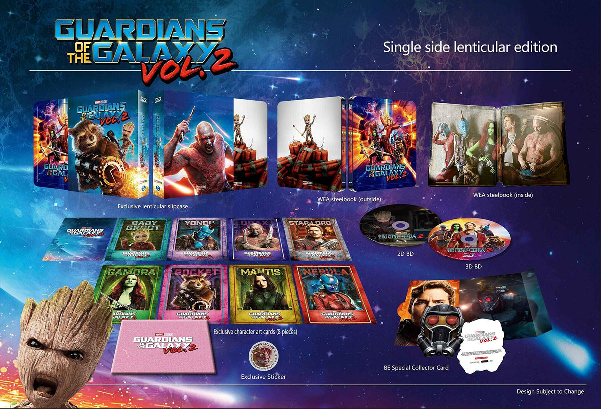 GUARDIANS OF THE GALAXY VOL.2 [3D Blu-ray+2D Blu-ray BLUFANS Steelbook SINGLE LENTICULAR Edition; Region-Free; Sold Out]