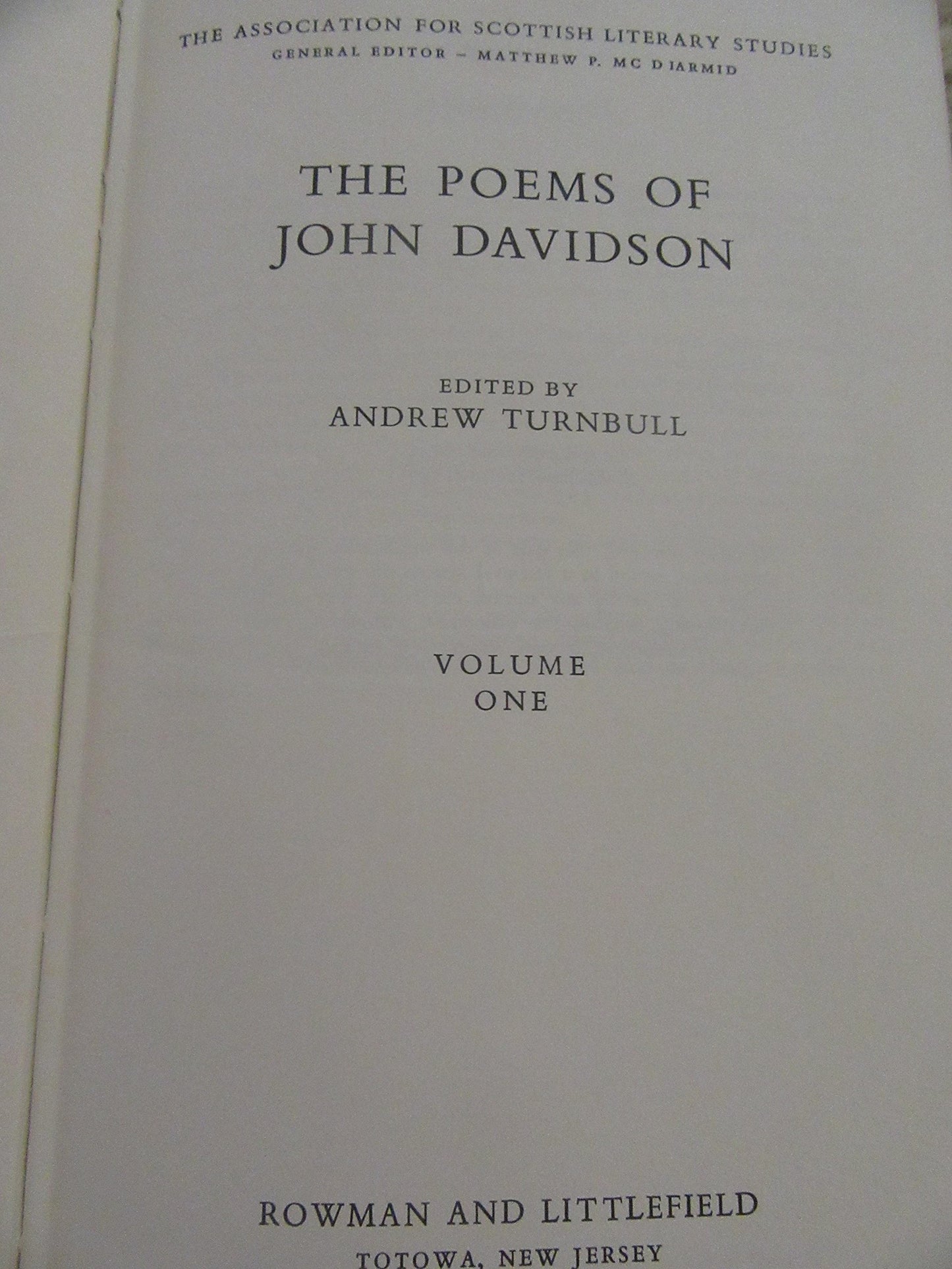 The Poems of John Davidson, Two Volumes, Vols. 1 & 2 [The Association for Scottish Literary Studies]