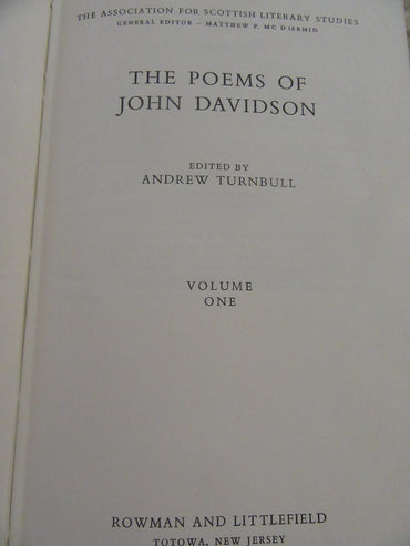 The Poems of John Davidson, Two Volumes, Vols. 1 & 2 [The Association for Scottish Literary Studies]
