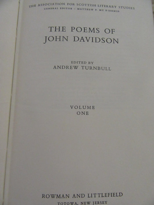 The Poems of John Davidson, Two Volumes, Vols. 1 & 2 [The Association for Scottish Literary Studies]