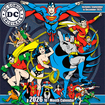 Pyramid - DC ORIGINALS 2026 - Brochure Calendar 30 x 30 cm with Classic Superhero Artworks - Wall Calendar for Fans of B