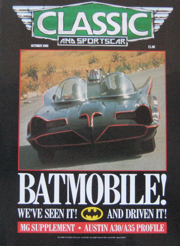 Classic & Sportscar magazine 10/1989 Austin, Bugatti, F1 Scarab, The Batmobile